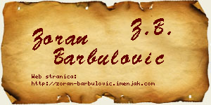 Zoran Barbulović vizit kartica